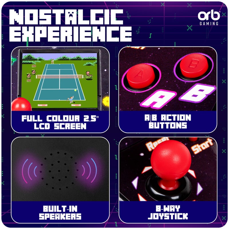 Thumbs Up آلة أركيد ميني، 240 لعبة 8-بت مدمجة، شاشة ملونة كاملة 2.5 بوصة، عصا تحكم 8 اتجاهات، وحدة ألعاب ريترو محمولة - أورب جيمينغ من ثامبز أب! - Image 5